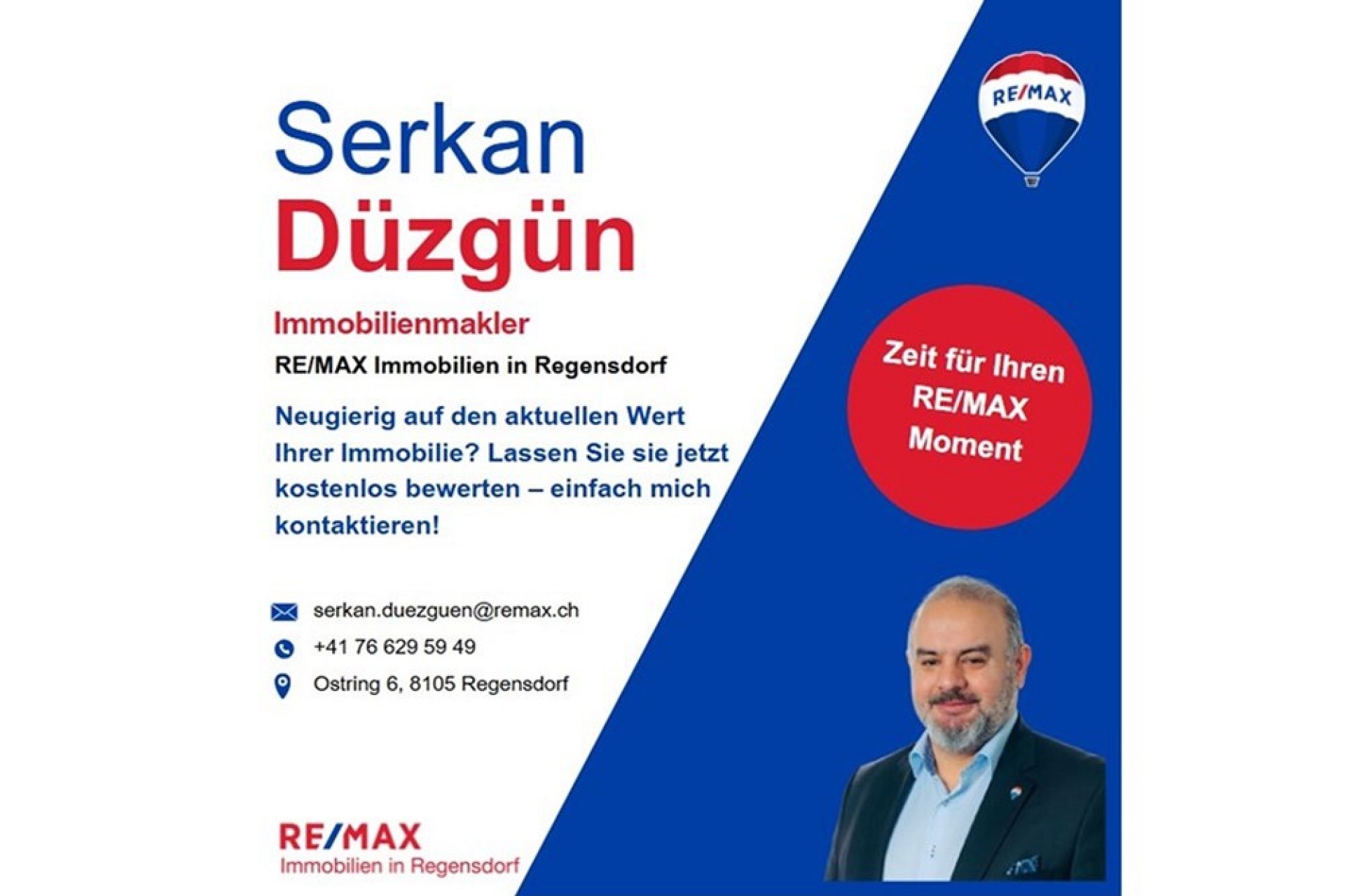Immobilienmakler-Anzeige mit Kontaktinformationen