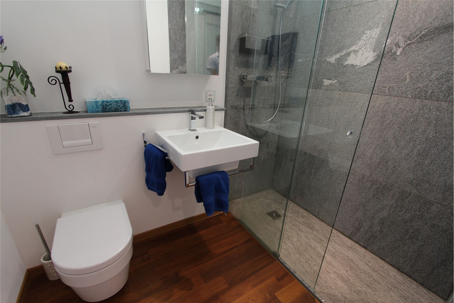 Modernes Badezimmer mit Glasdusche