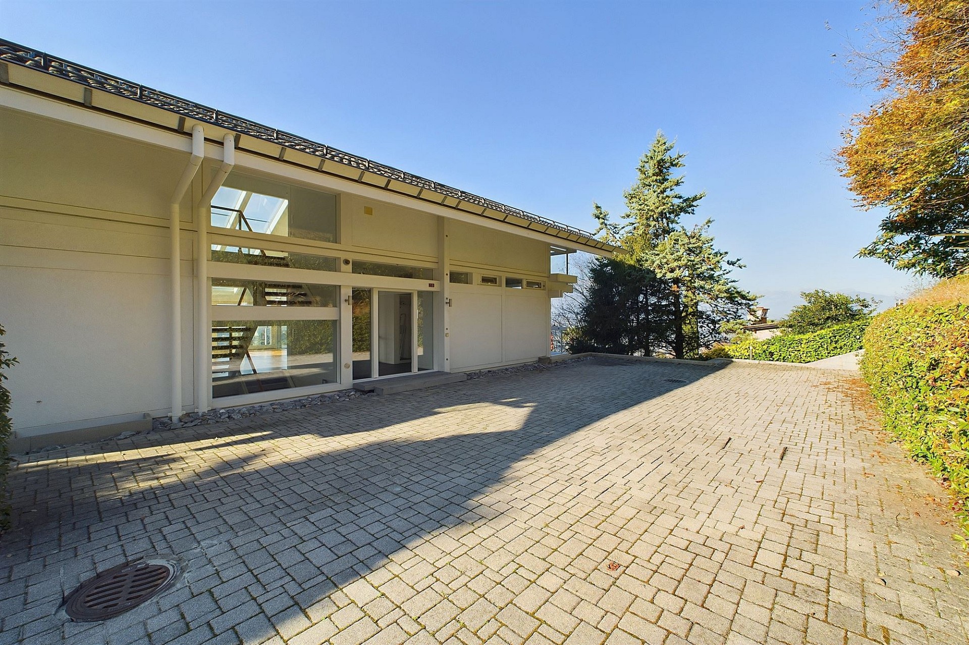 Moderne Außenansicht mit großer Zufahrt