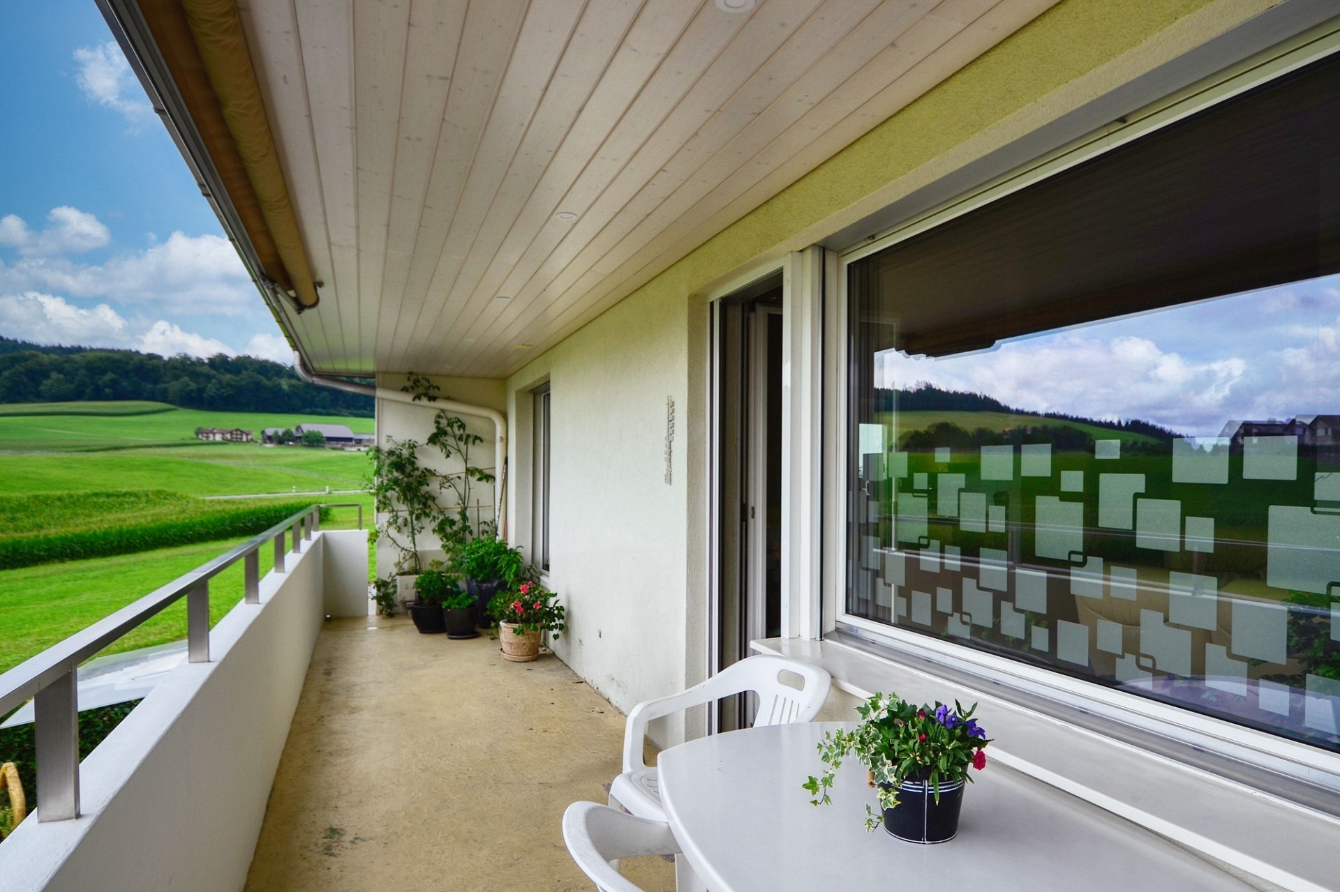 Balkon mit Weitblick ins Grüne