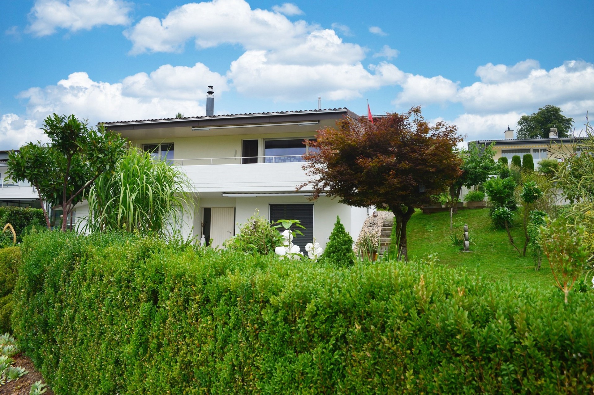 Modernes Haus mit gepflegtem Garten