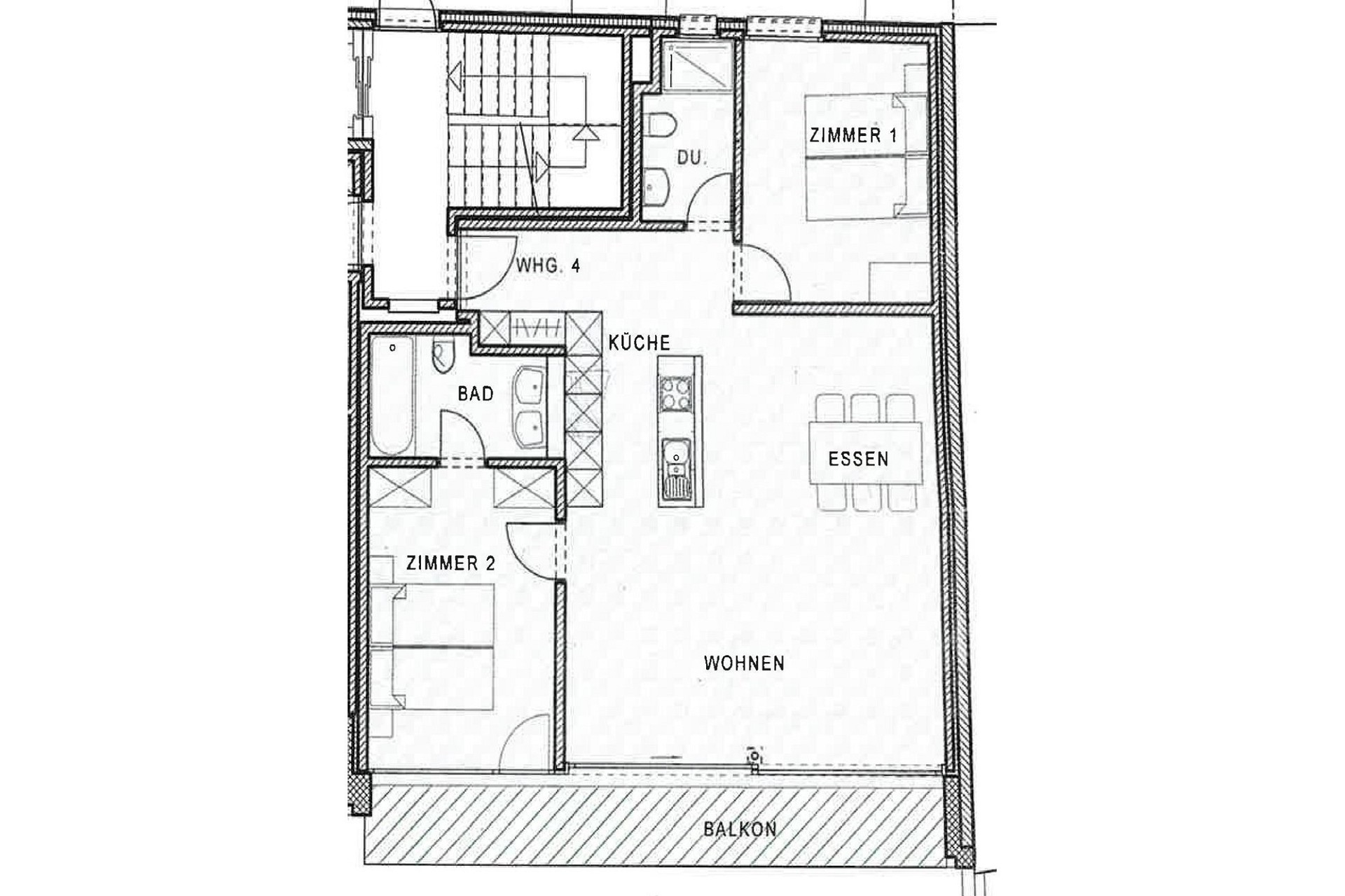 Grundriss einer Wohnung mit Balkon