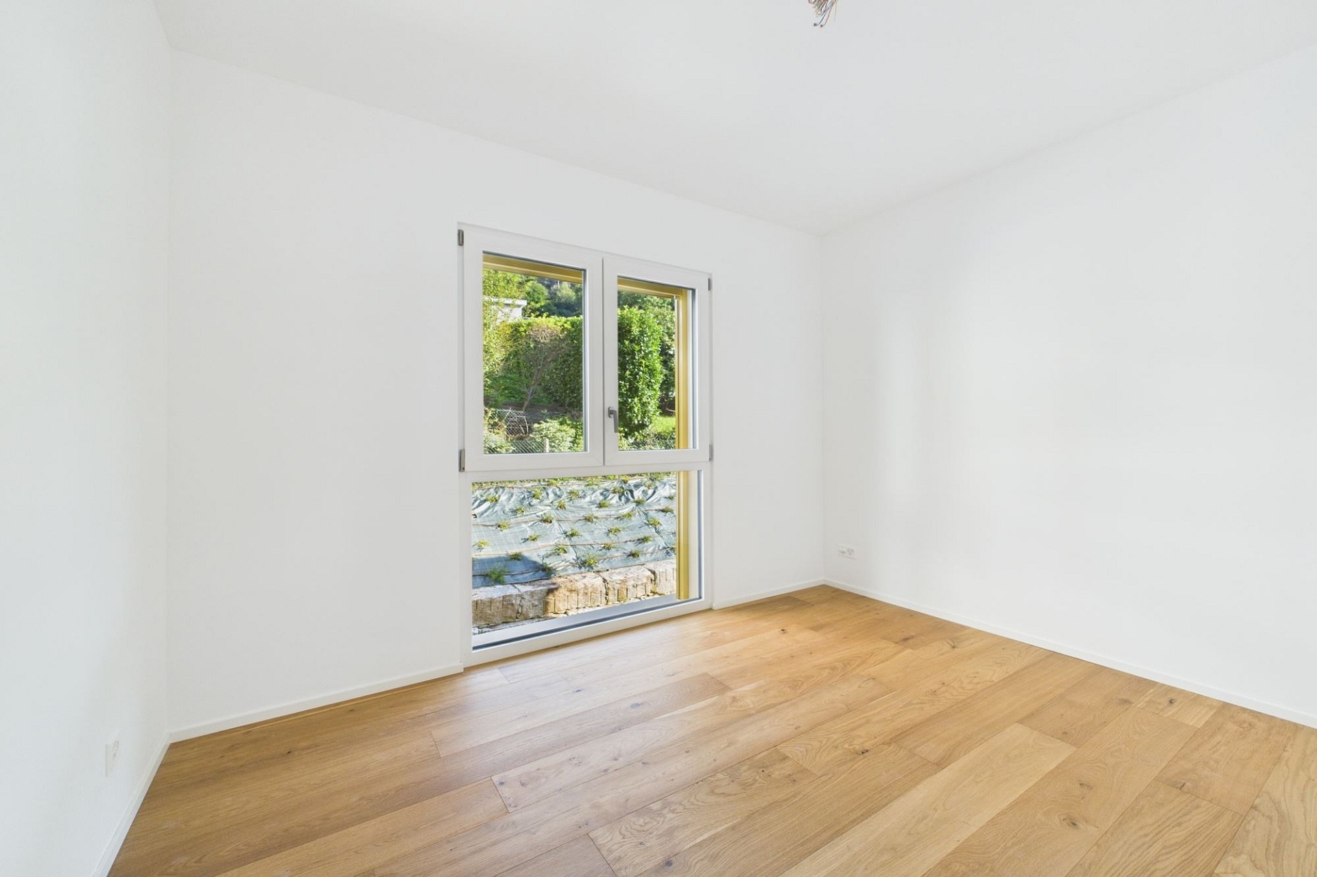 Heller leerer Raum mit Gartenfenster