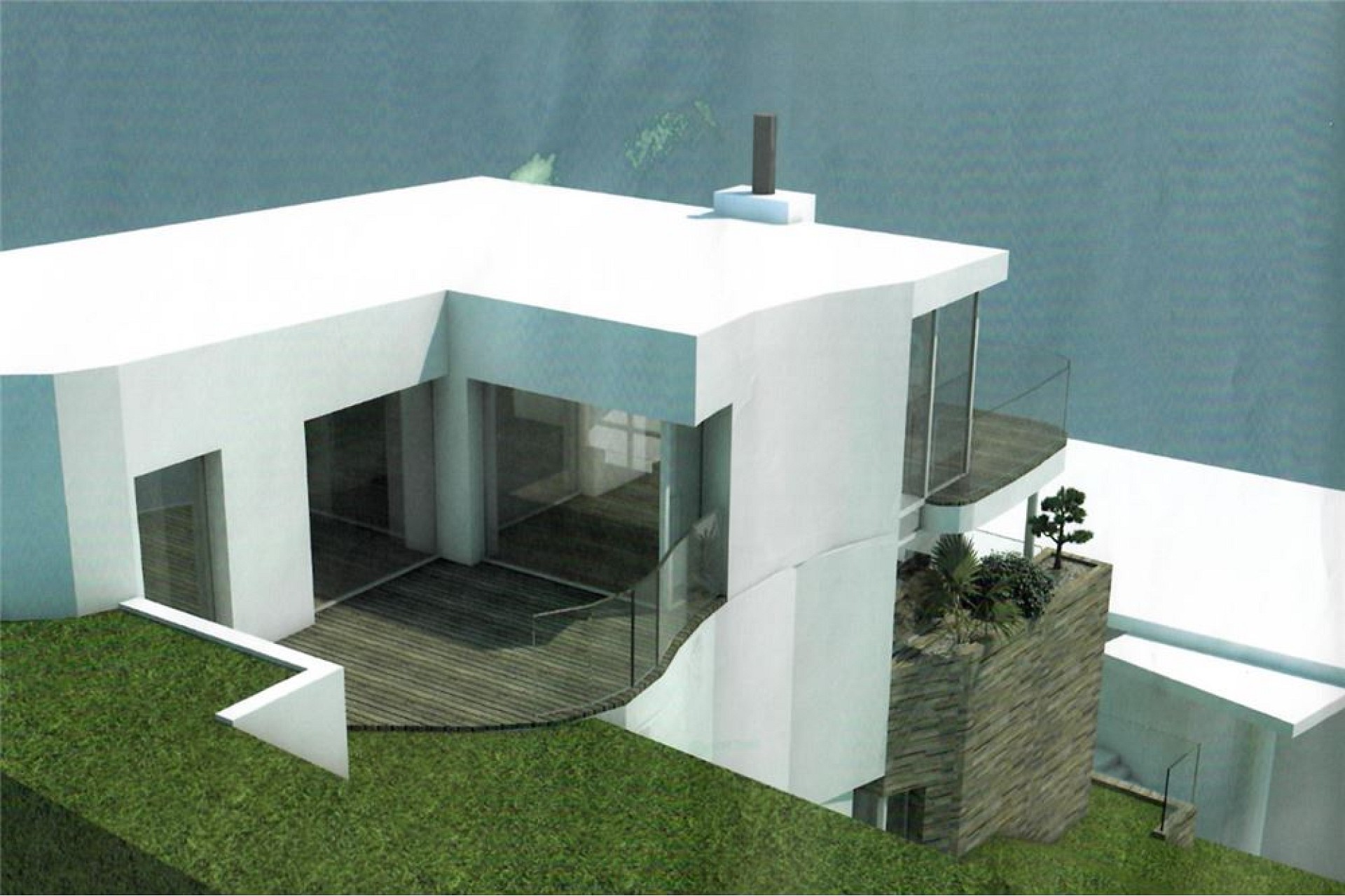 Modernes Haus am Hang mit Dachterrasse