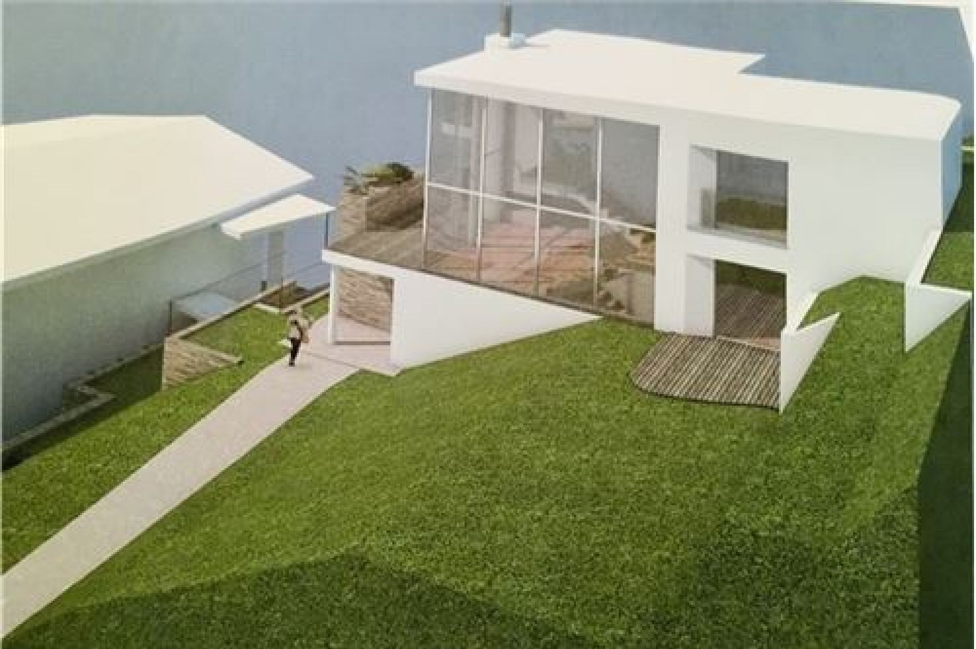 Moderne Villen-Visualisierung mit Garten