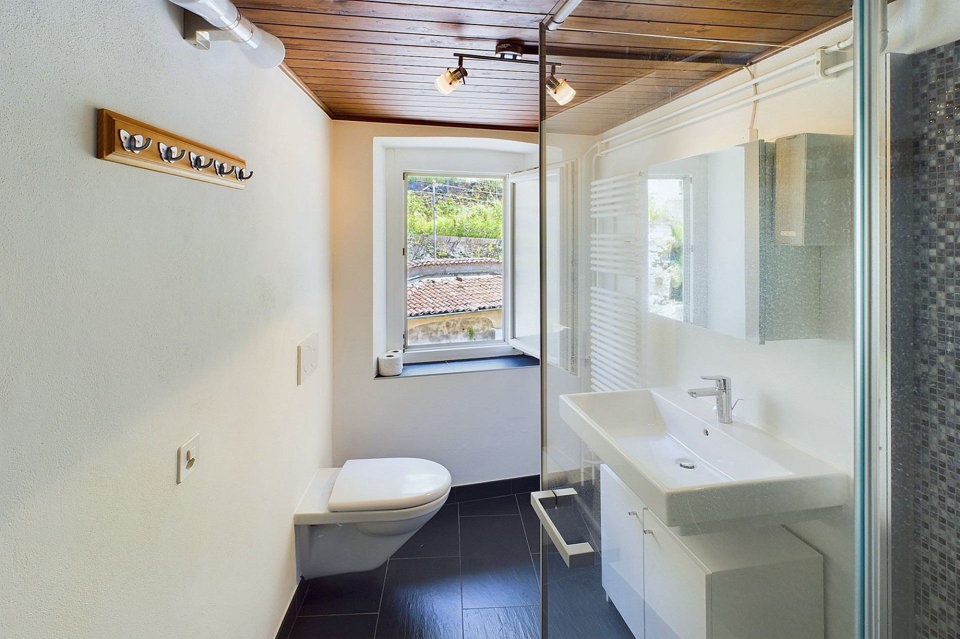 Modernes Badezimmer mit Dusche und WC