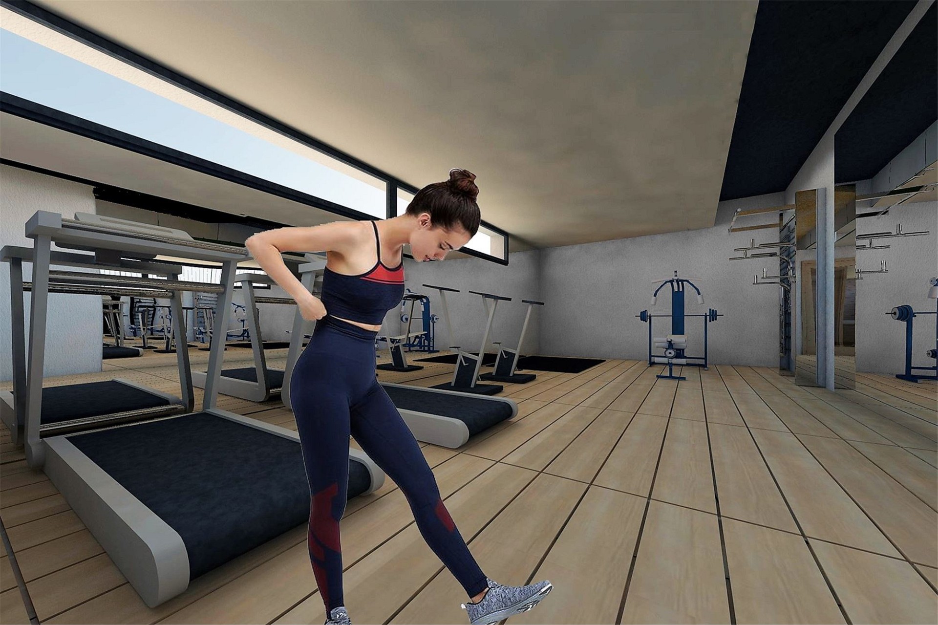 Innenraum eines Fitnessraums mit Trainingsgeräten