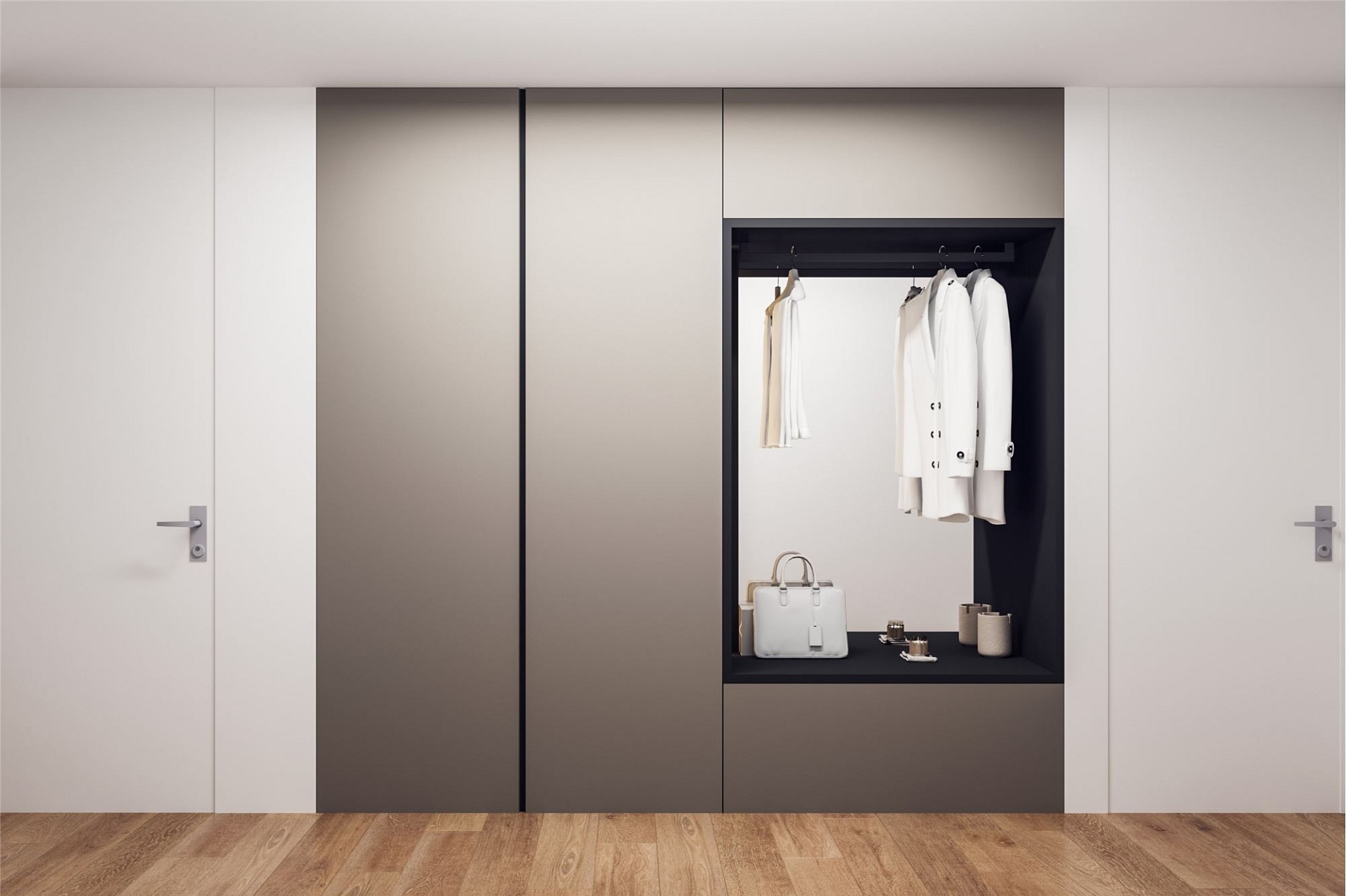 Moderner begehbarer Kleiderschrank mit integrierter Nische