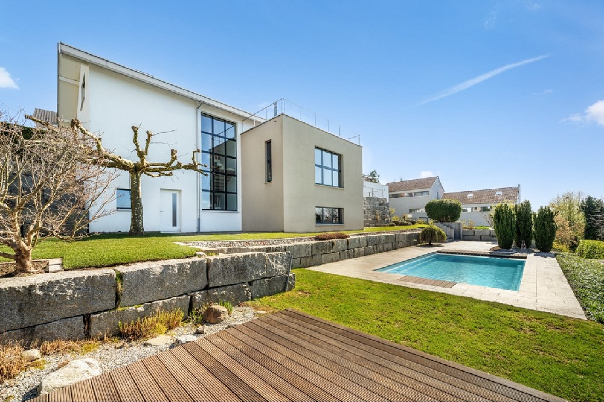 Moderner Garten mit Pool