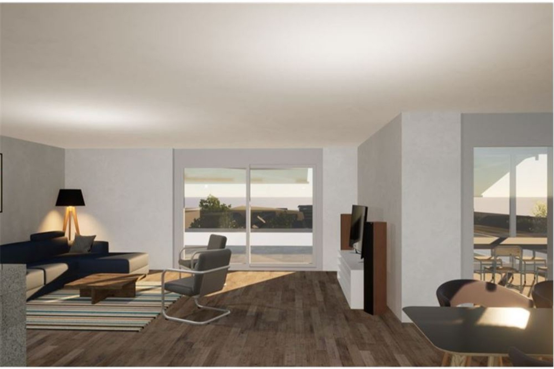 Modernes Wohnzimmer mit Terrasse