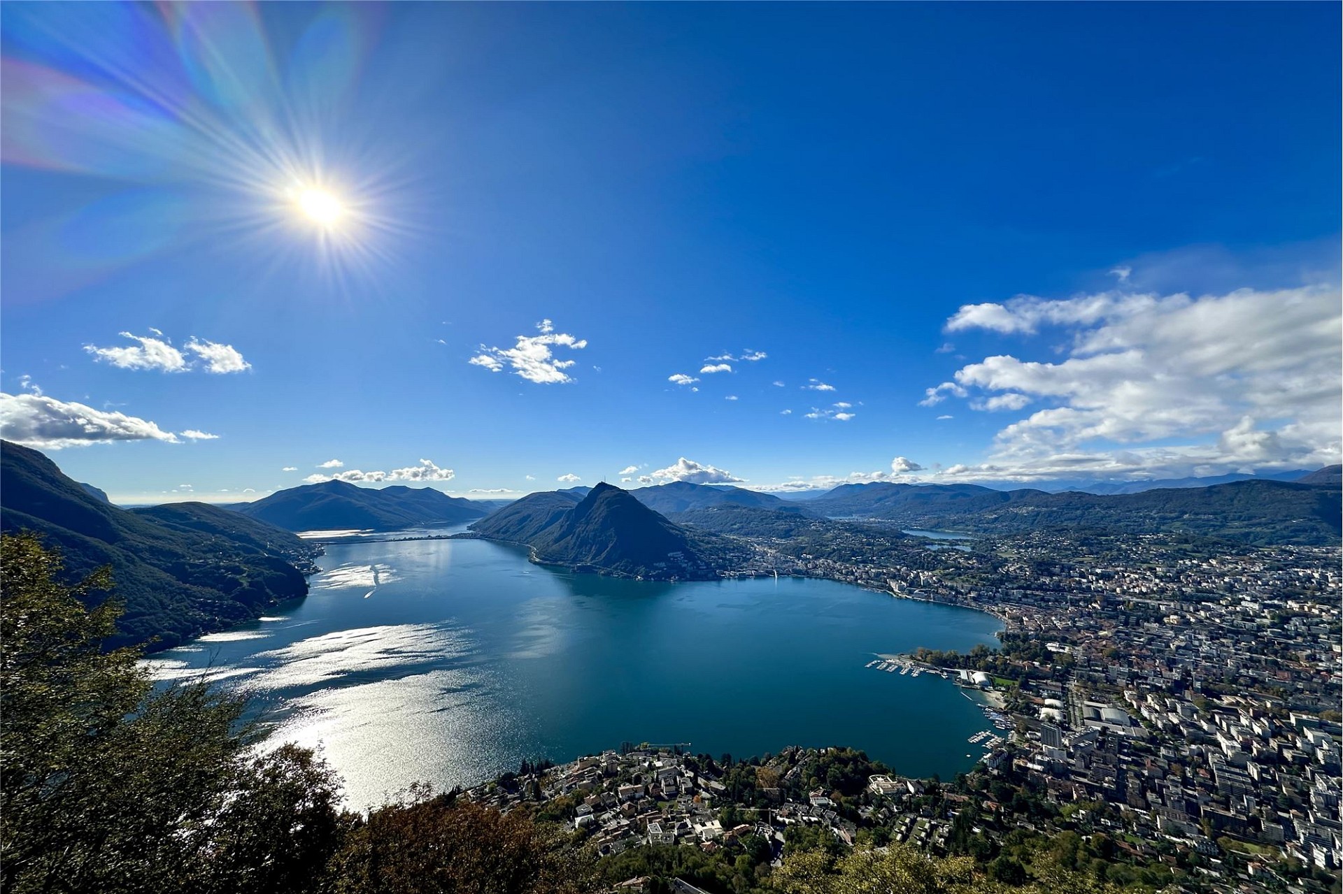 Panoramablick über See und Stadt