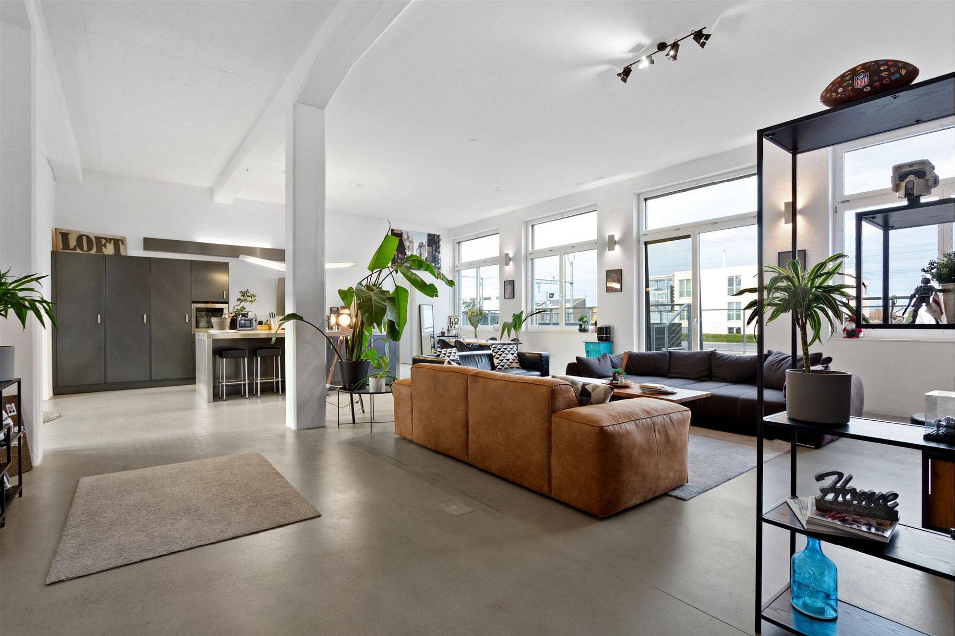 Großzügiger Loft-Wohnbereich mit offener Küche