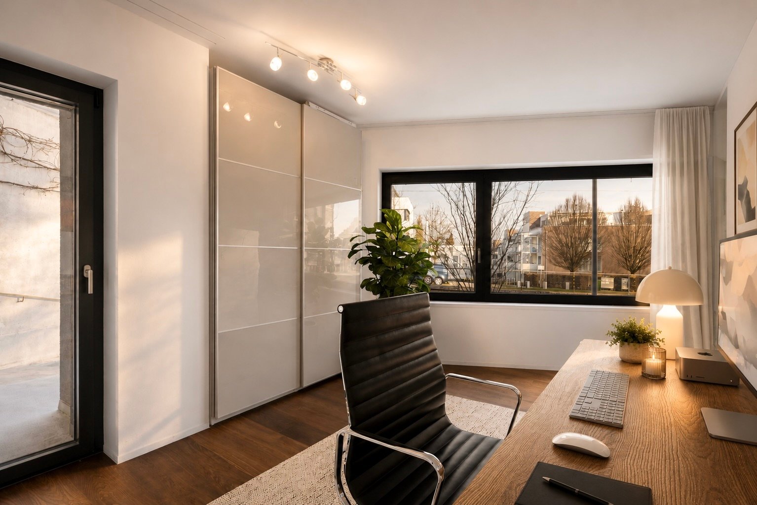 Modernes Arbeitszimmer mit großem Fenster