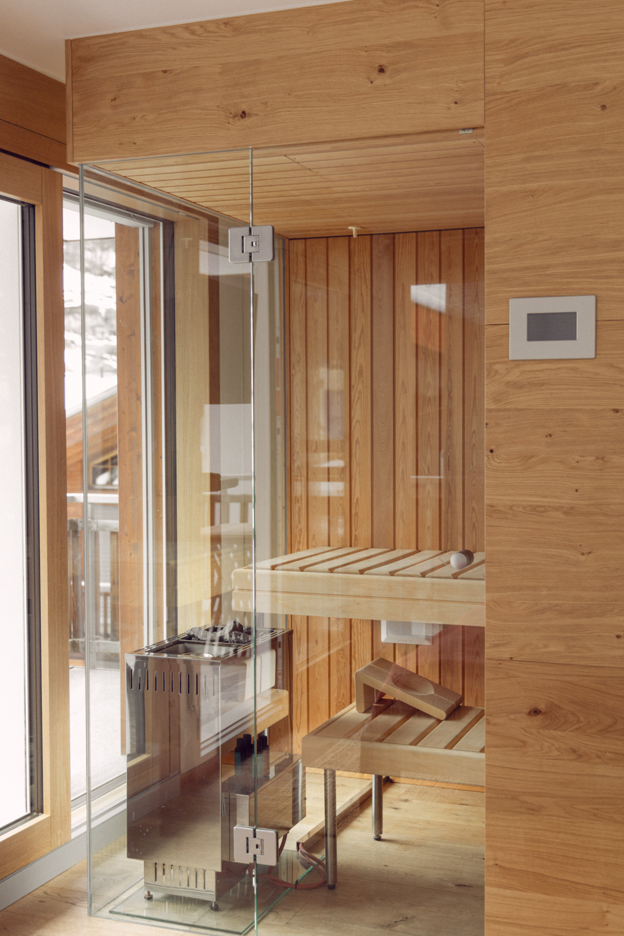 Innenansicht einer finnischen Sauna