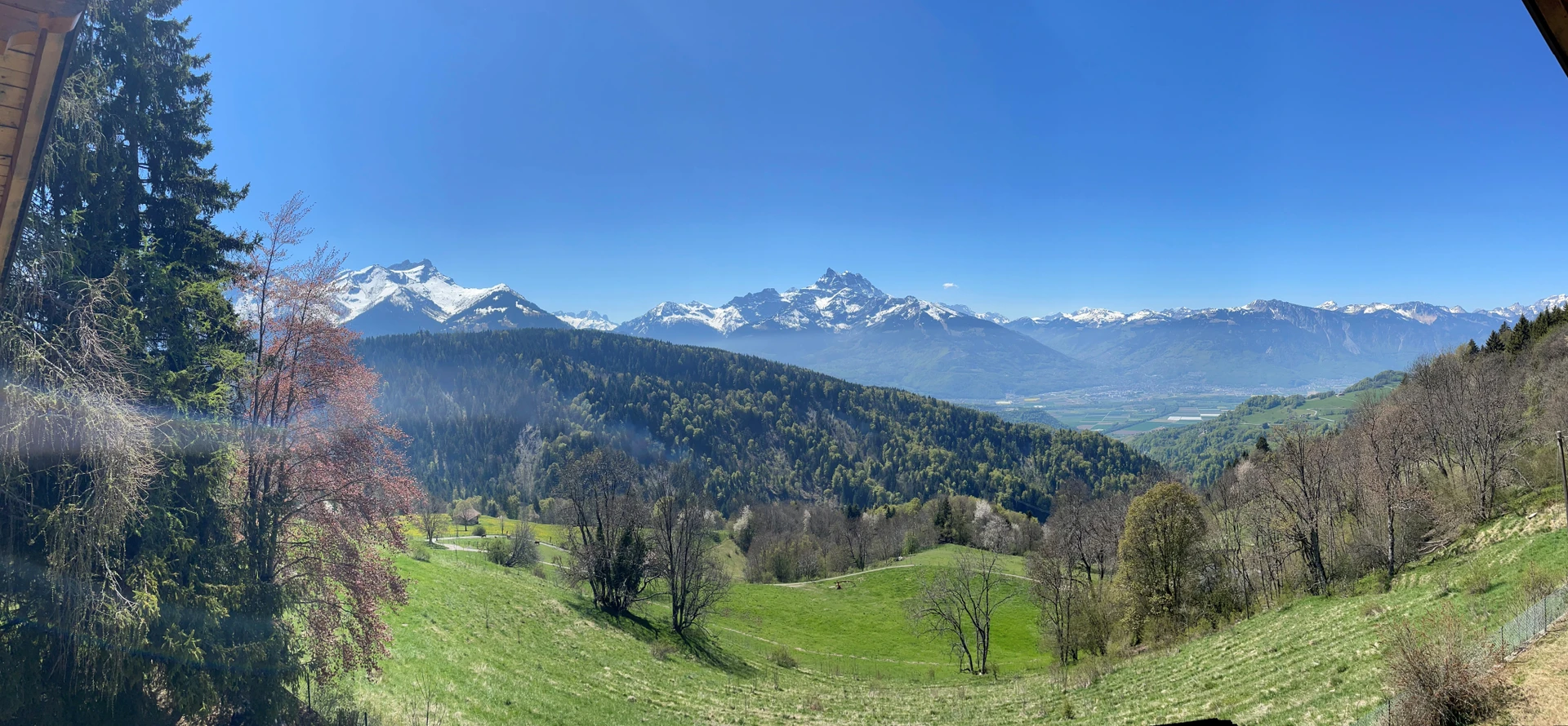 Bergpanorama über grüne Hügellandschaft