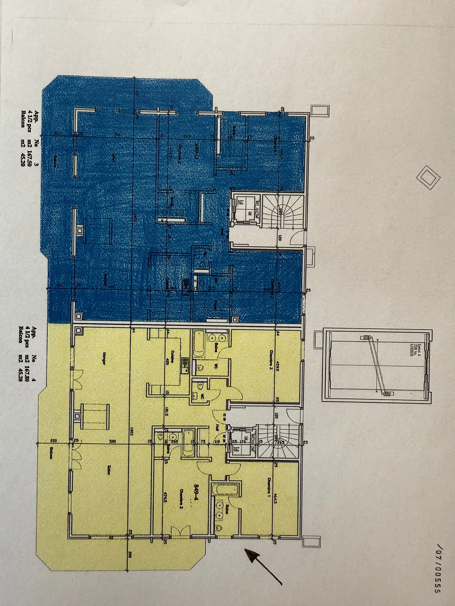Grundriss einer mehrgeschossigen Wohnung