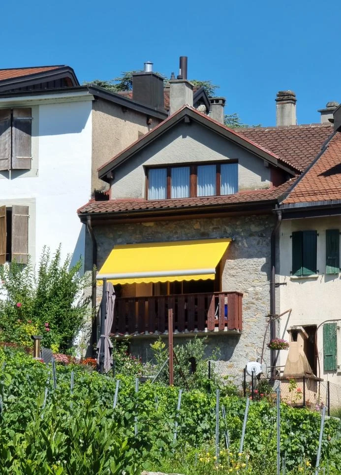 Wohnhaus mit Balkon und Garten