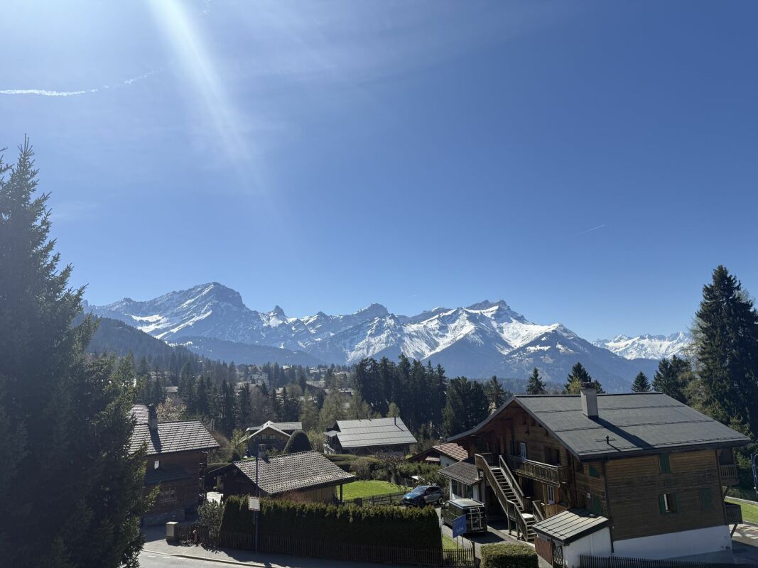 Bergblick über Chalet-Siedlung