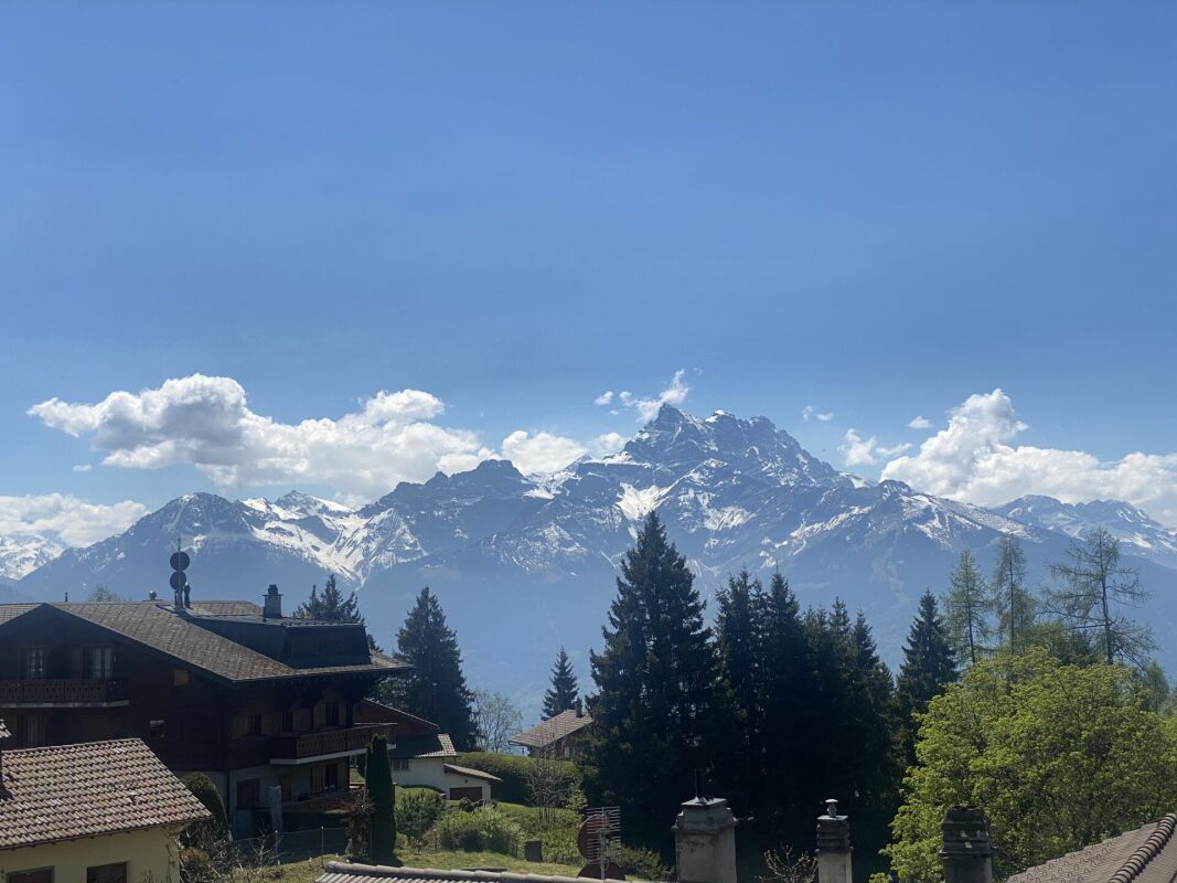 Bergpanorama mit Wohnhäusern