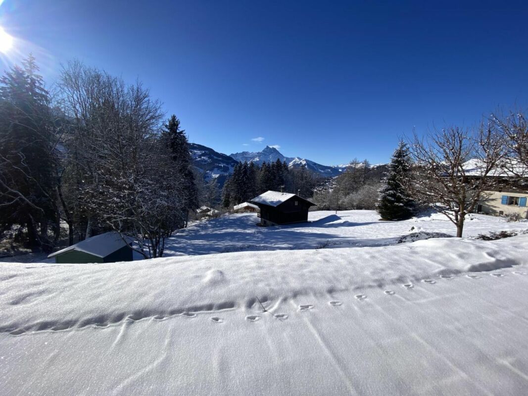 Schneelandschaft mit Bergblick