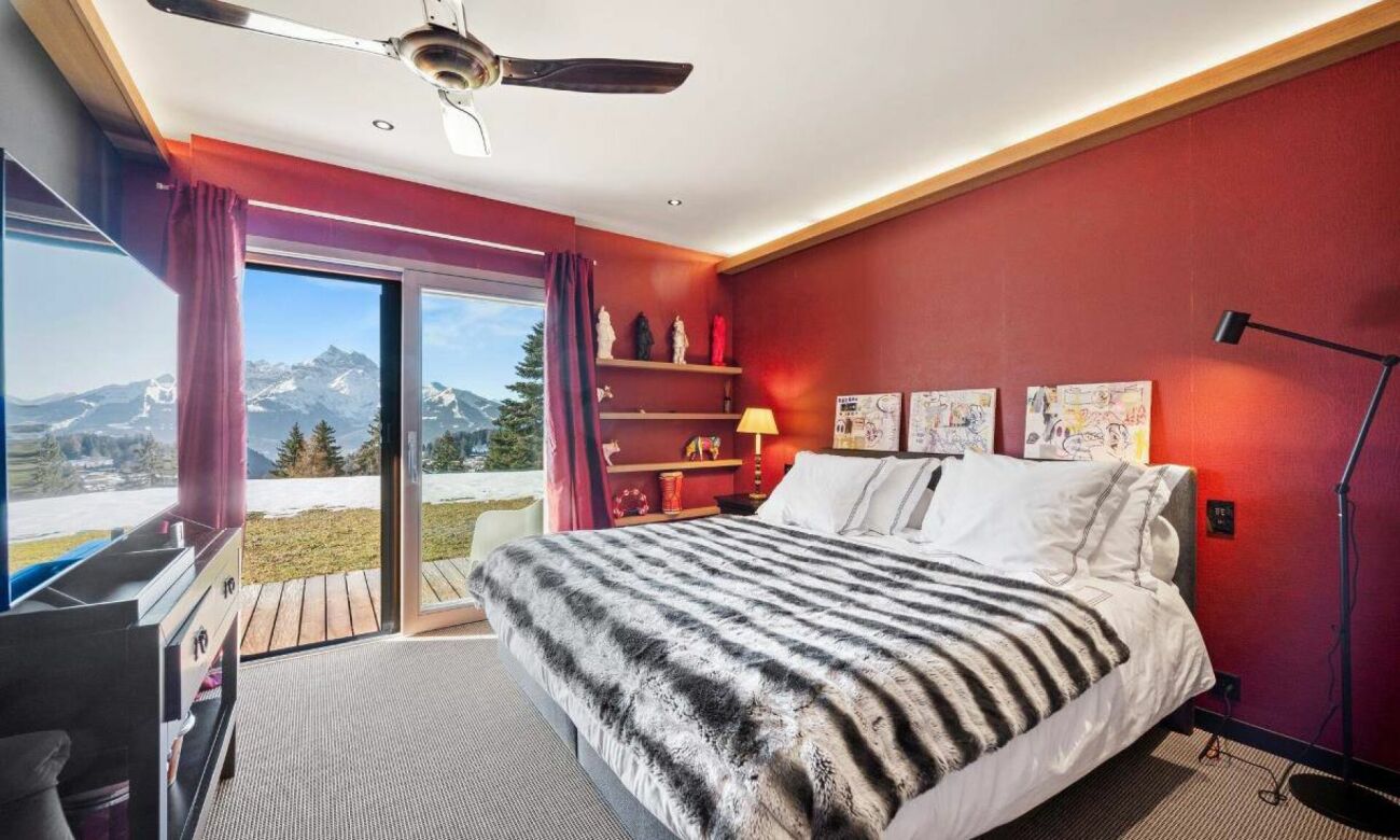 Schlafzimmer mit Bergblick