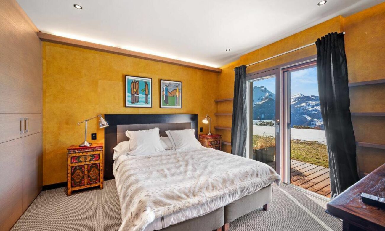 Schlafzimmer mit Bergblick