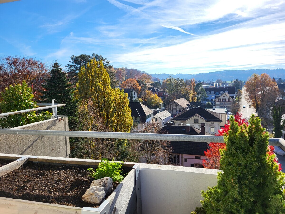 Balkon mit Stadt- und Naturblick