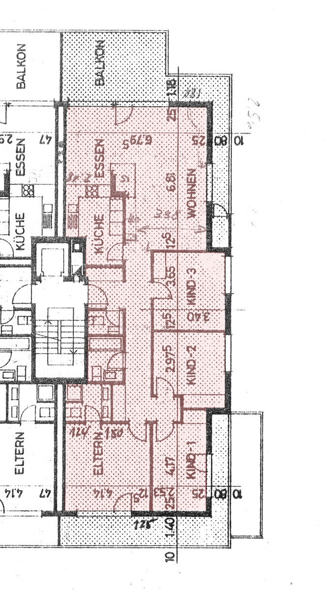 Grundriss einer Wohnung mit Balkon
