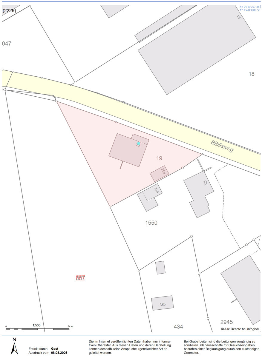 Lageplan eines Grundstücks an der Biliswweg