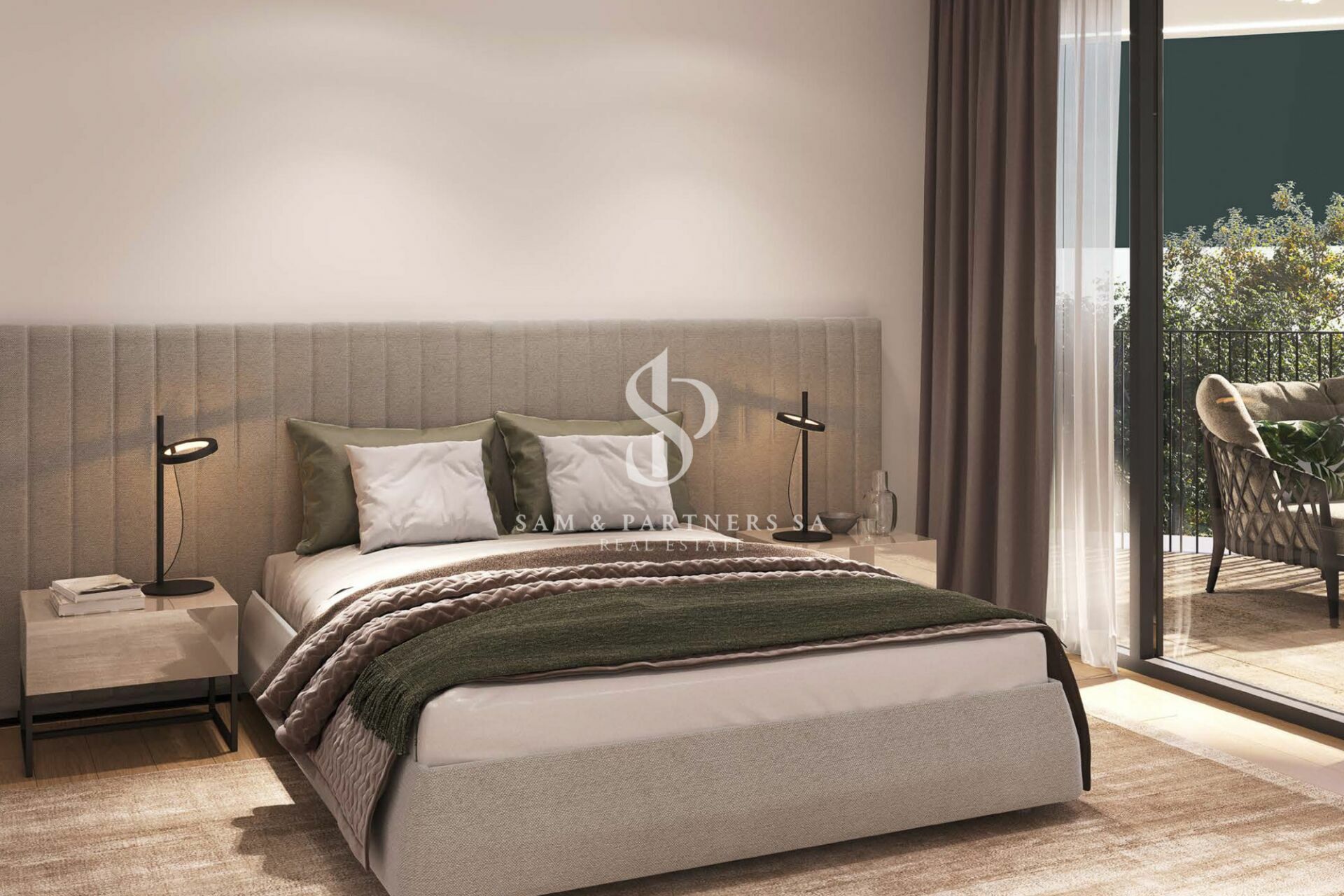 Schlafzimmer mit Zugang zum Balkon