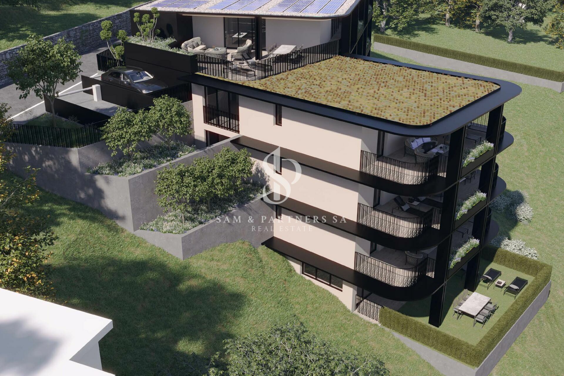 Moderne Terrassenwohnung mit Gründach
