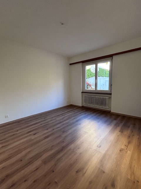 Leerer Wohnraum mit Holzoptikboden