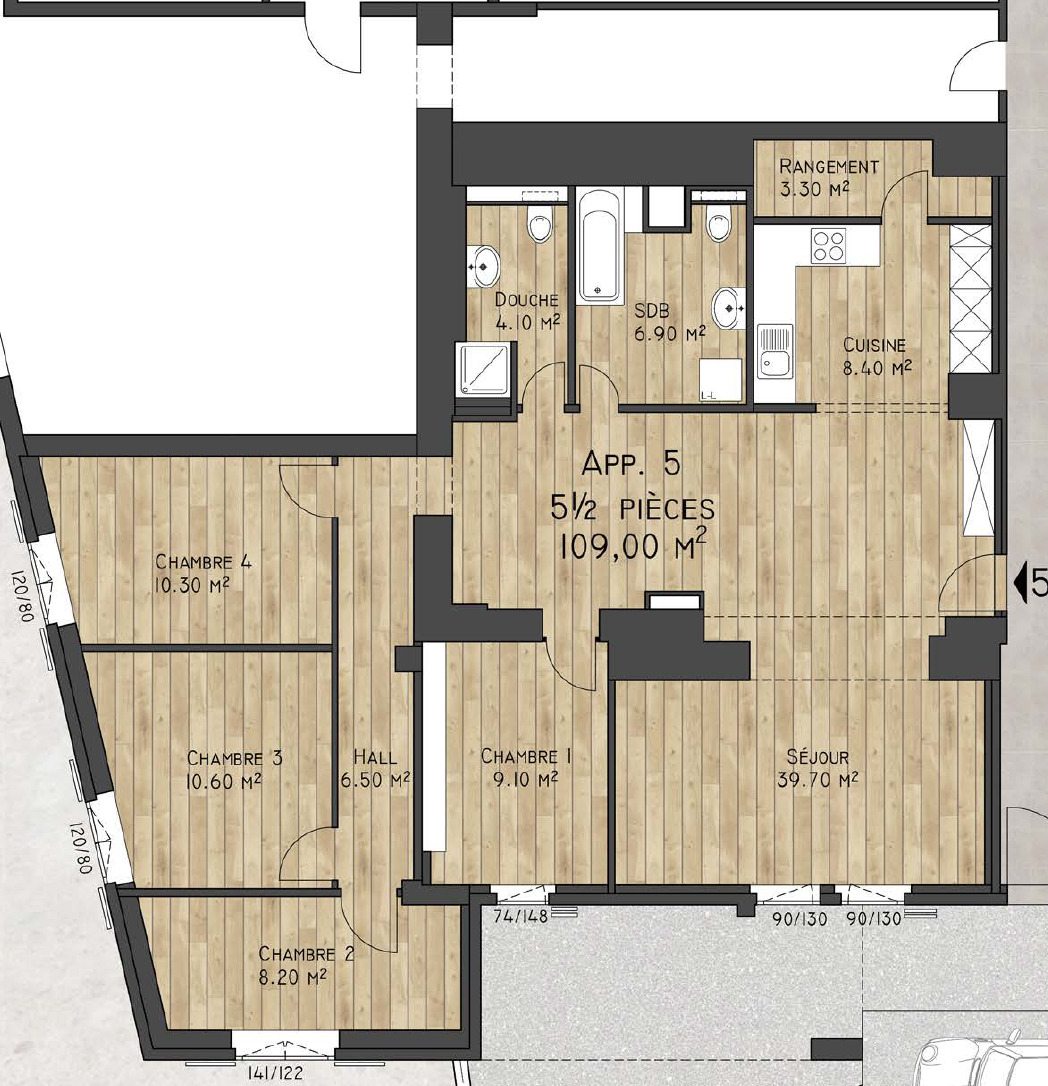 Grundriss einer 5½-Zimmer-Wohnung