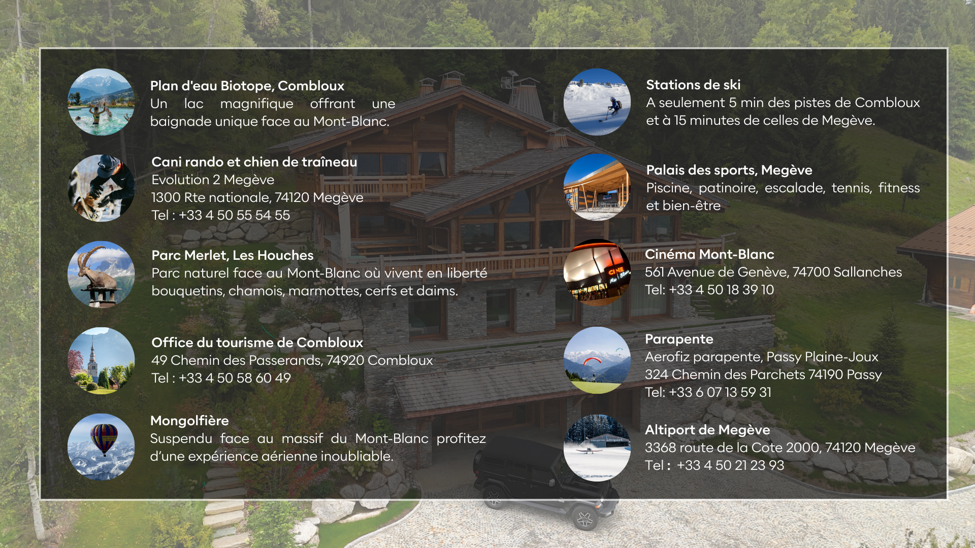 Bergchalet mit Informationsoverlay