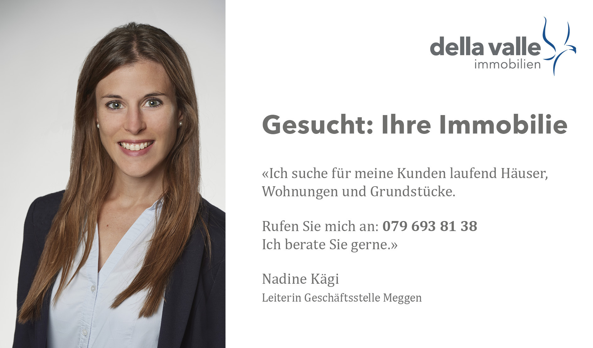 Werbebild mit Maklerin und Immobilienlogo