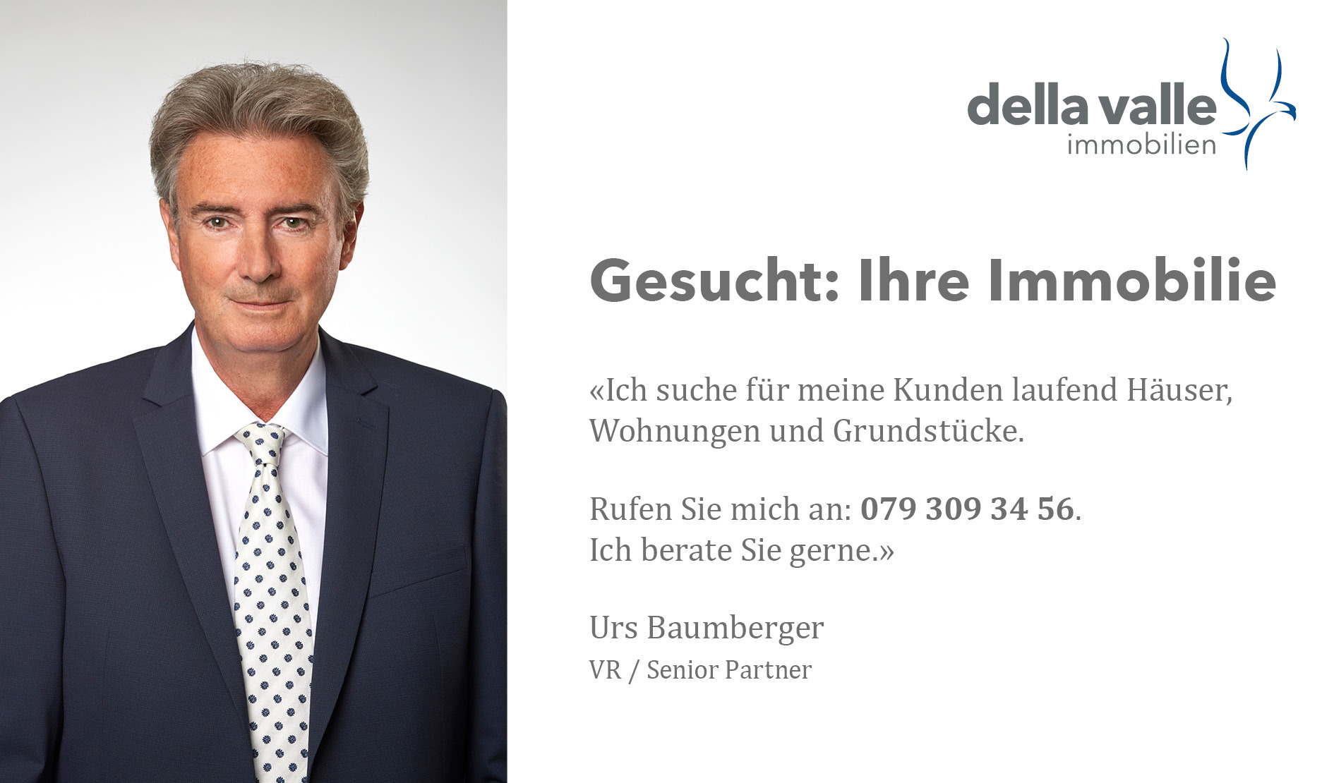 Werbebild eines Immobilienmaklers mit Logo und Kontakttext