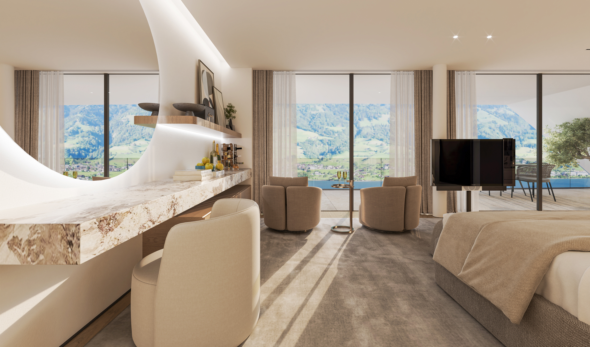 Luxuriöse Wohnsuite mit Panoramablick