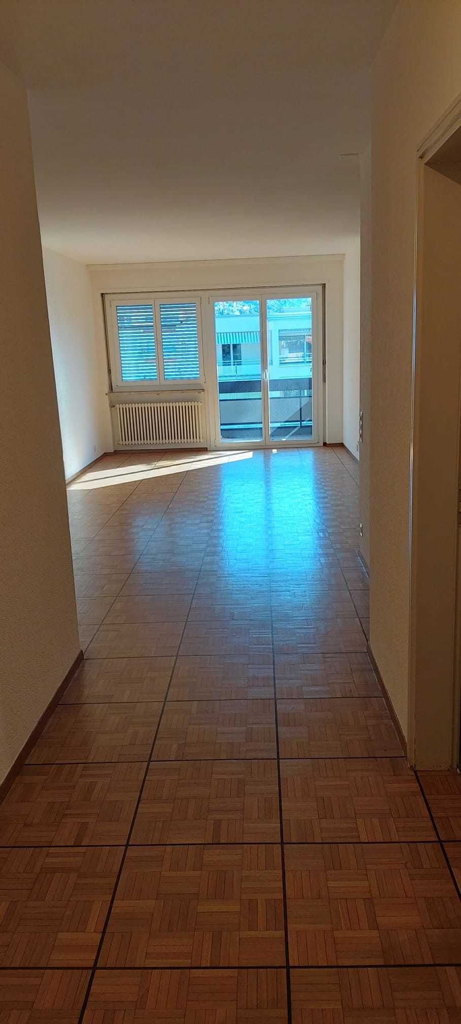 Heller leerer Wohnraum mit Balkonzugang