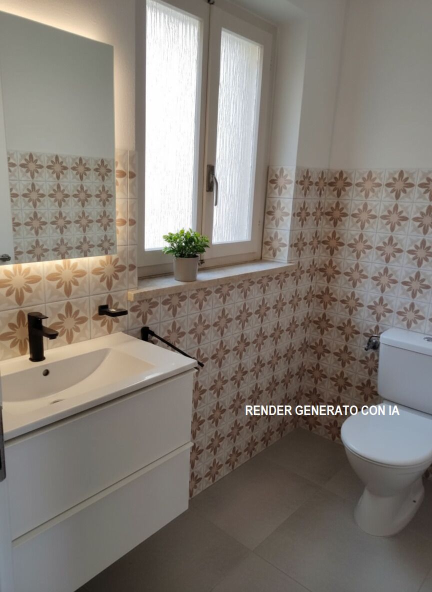 Gäste-WC mit Blumenfliesen