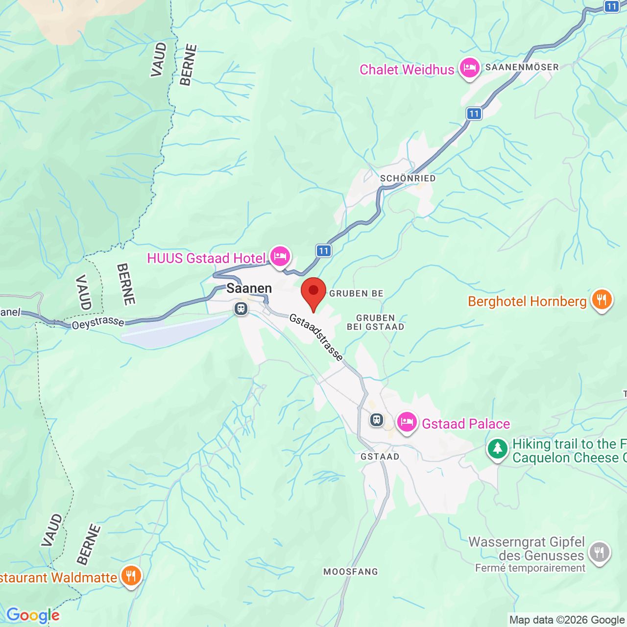 Kartenansicht mit Standortmarkierung bei Gstaad