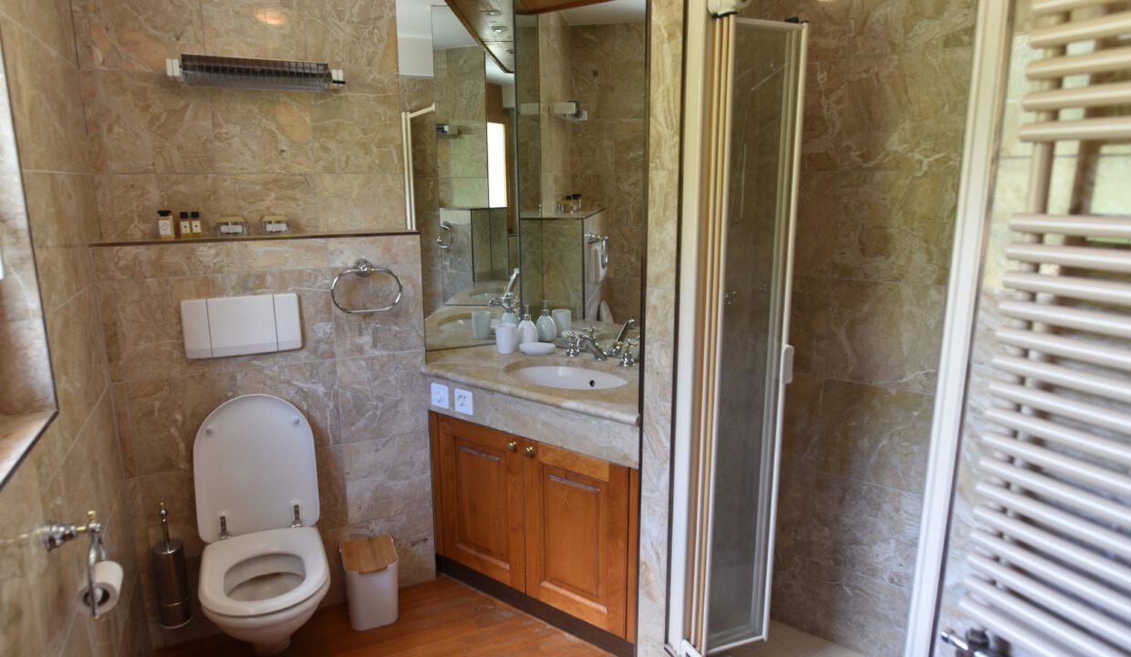 Badezimmer mit Toilette und Dusche