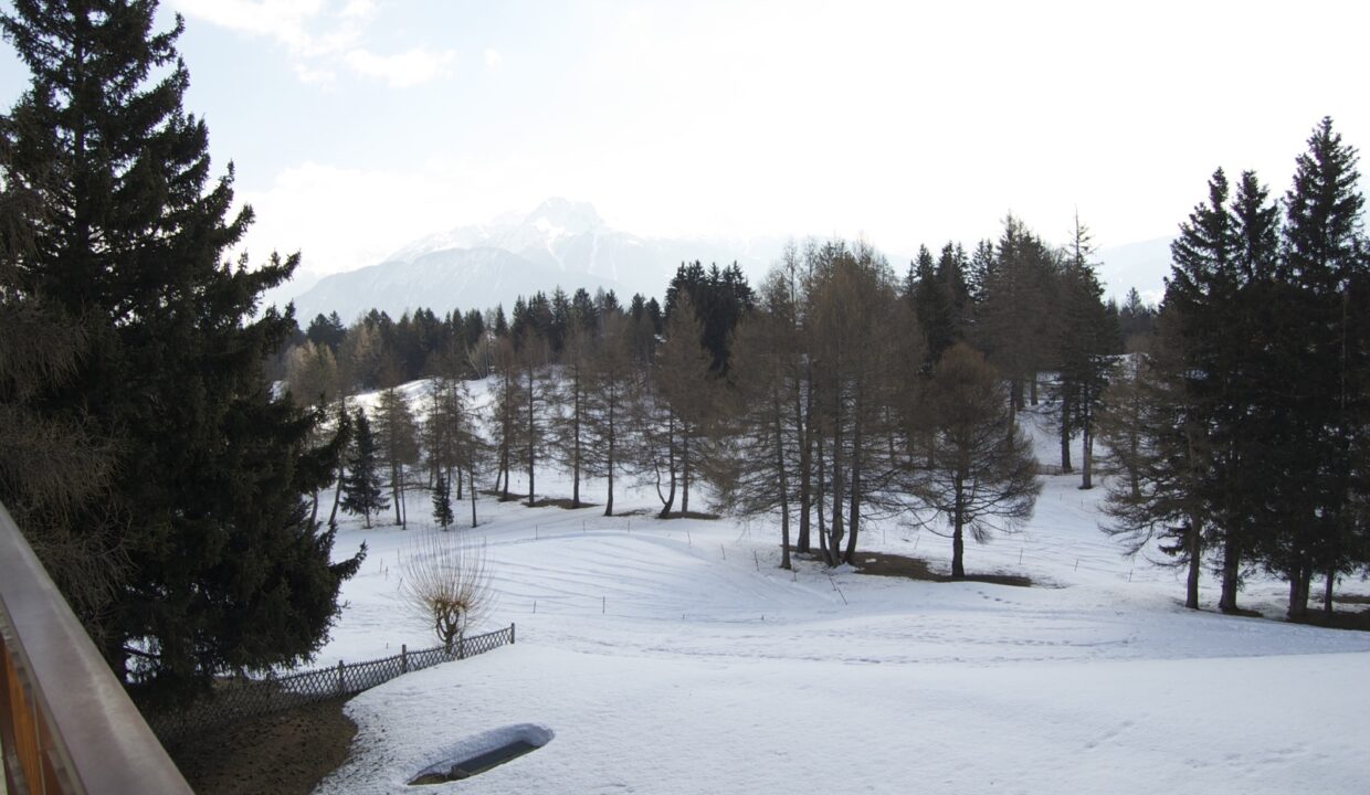 Schneebedeckte Landschaft mit Bergblick