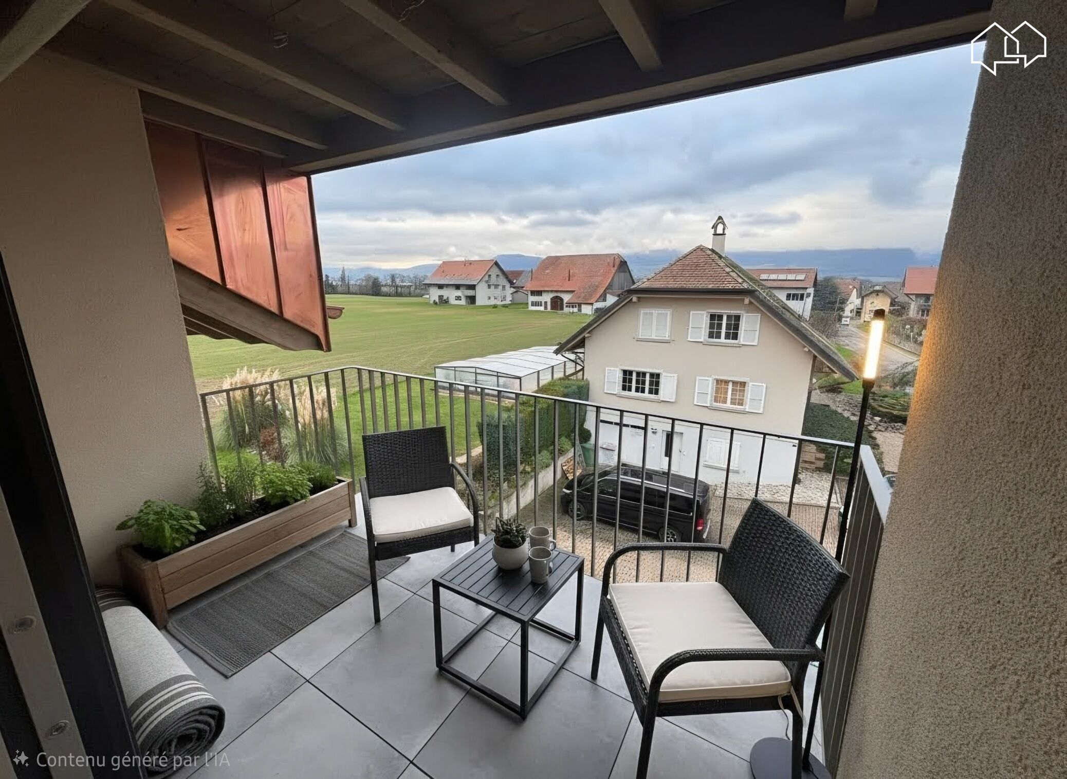 Balkon mit Sitzgruppe und Weitblick