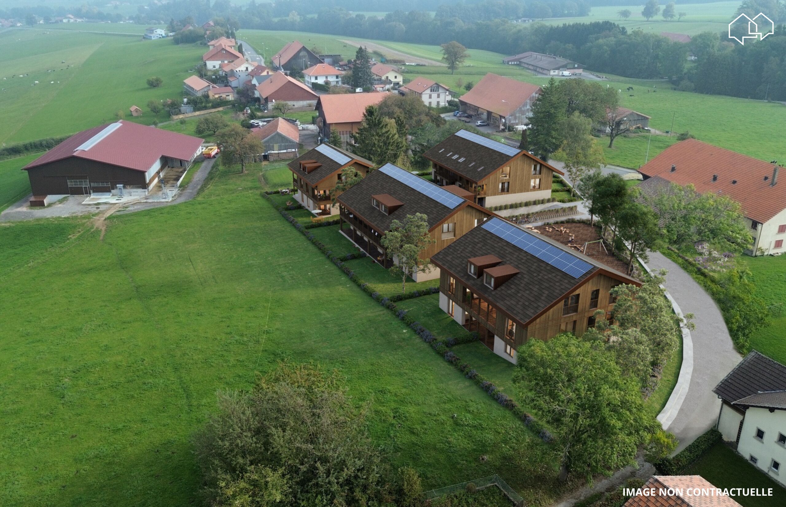 Ländliche Wohnanlage aus der Luft