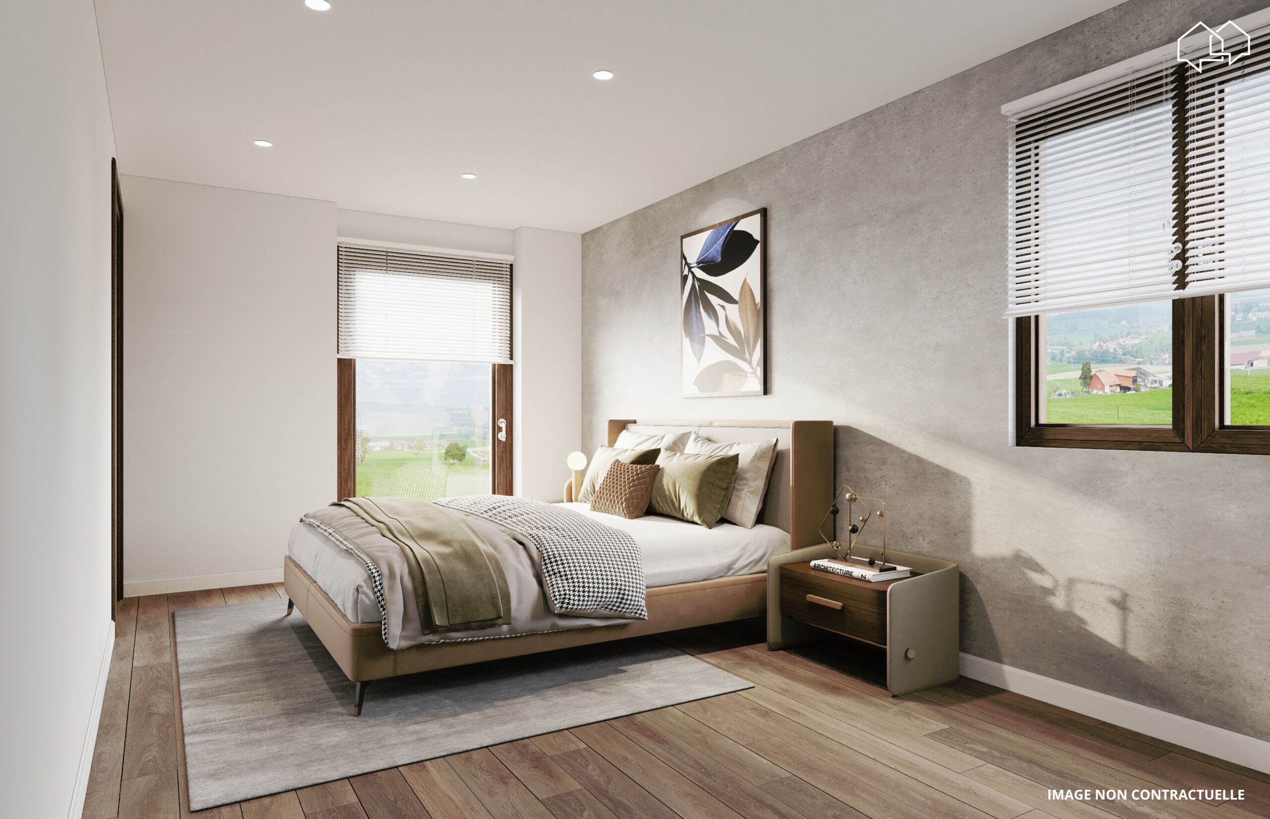 Modernes Schlafzimmer mit Aussicht