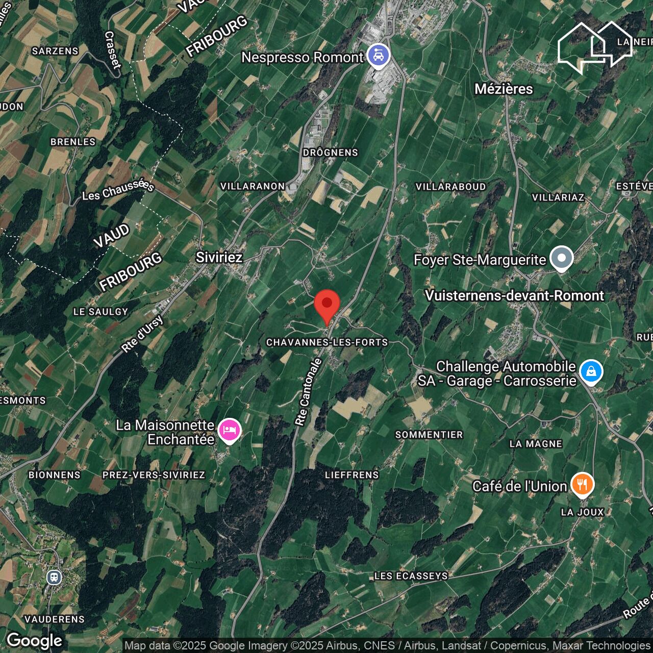 Satellitenkarte einer ländlichen Region