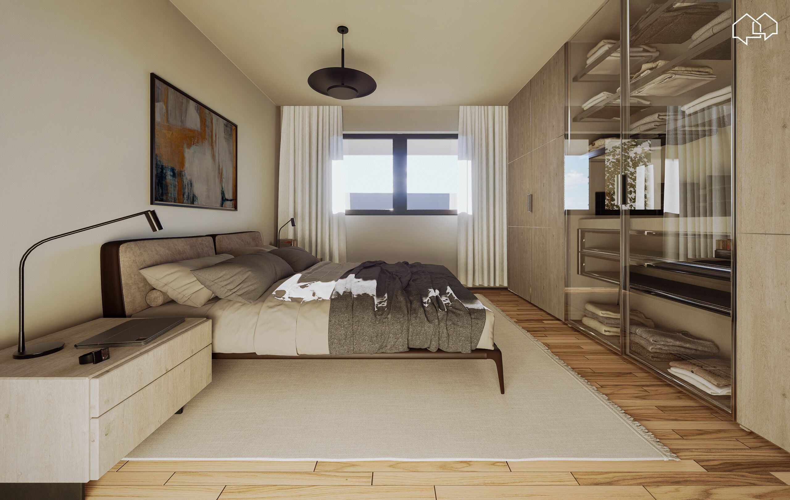 Modernes Schlafzimmer mit Einbauschrank