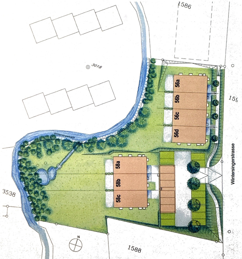 Lageplan mit Gebäuden und Grundstücksflächen