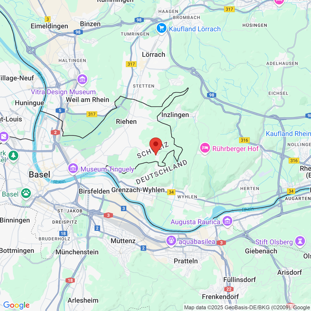 Kartenansicht der Region Basel