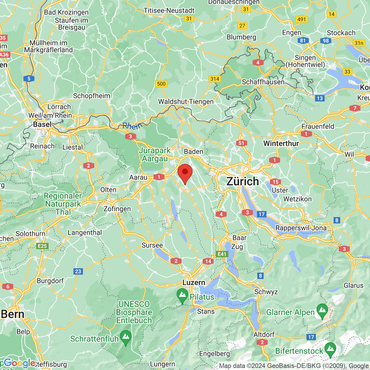 Kartenansicht der Region Zürich